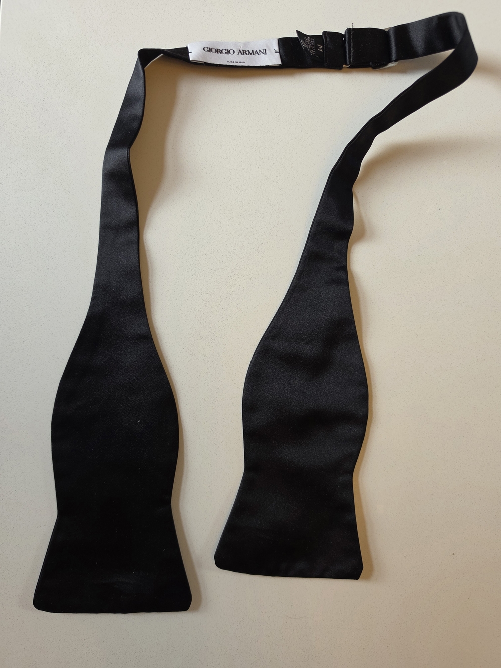 Giorgio Armani Black Silk Unfinished Bow Tie